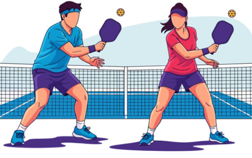 Two players enjoying pickleball